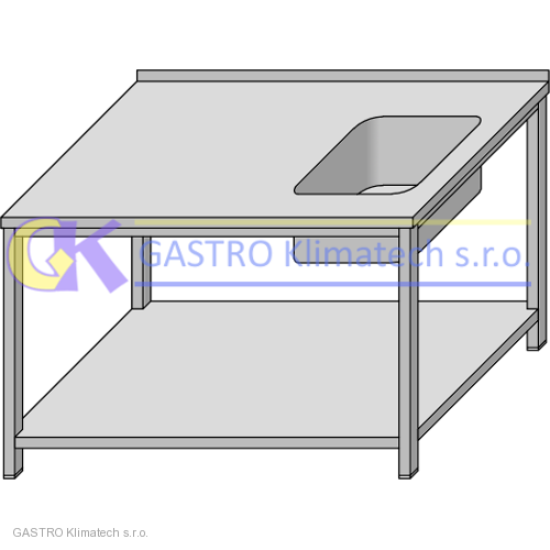 Stůl s lisovaným dřezem, s policí 1400x800