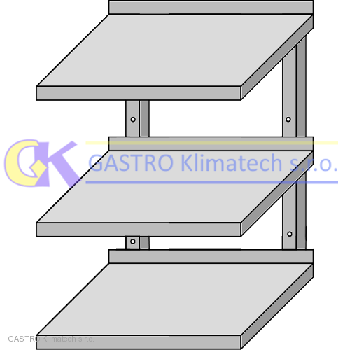 Nástěnná police třípolicová 700x350