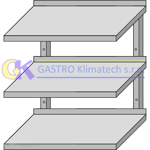 Nástěnná police třípolicová 900x350
