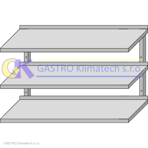 Nástěnná police třípolicová 1500x350