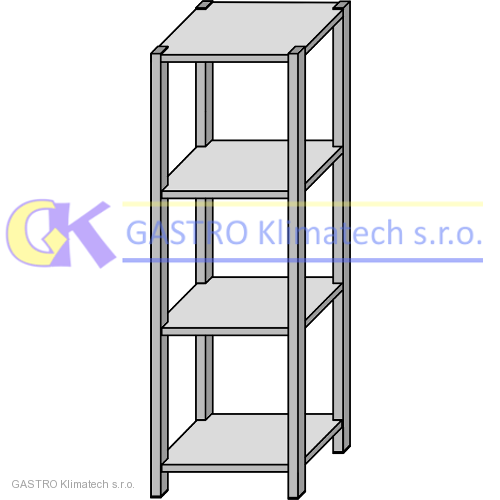 Nerezový regál čtyřpolicový 700x500x1800