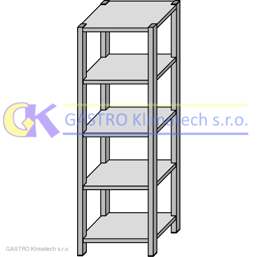 Nerezový regál pětipolicový 600x600x1800