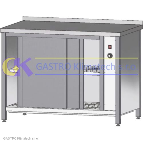 Nerezový vyhřívaný stůl, plná záda 1700x600