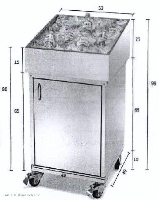 Vozík s izolovanou vanou na led